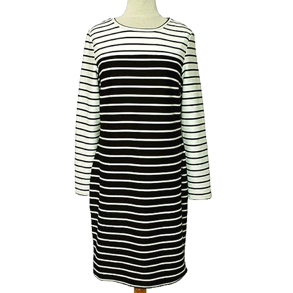 H&M Textured Stretch Ponte Knit Stripe Dress NWT- Sz. Lrg. - Picture 1 of 3